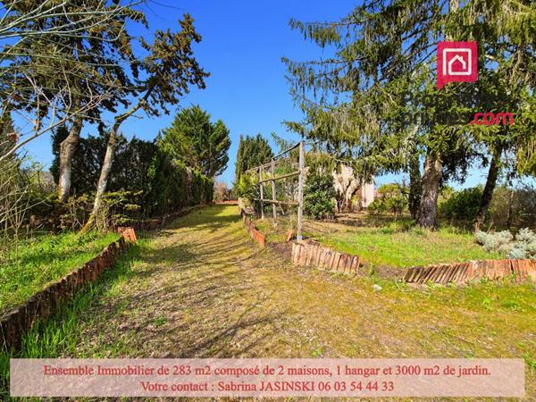Ensemble immobilier, deux maisons, double garage et grand jardin