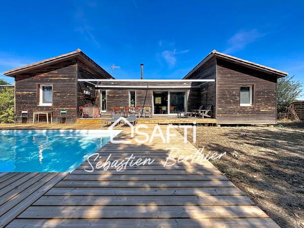 Maison bois – 3 chambres + bureau – Piscine – Grand garage – Lavaur