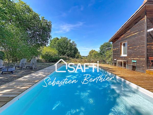 Maison bois – 3 chambres + bureau – Piscine – Grand garage – Lavaur