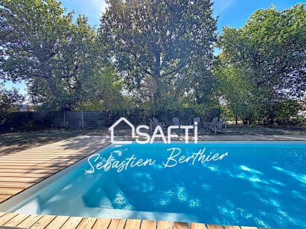Maison bois – 3 chambres + bureau – Piscine – Grand garage – Lavaur