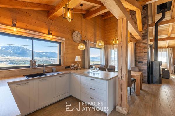 Chalet en bois massif avec vue imprenable