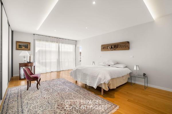 Toit-terrasse avec grandes terrasses et vue imprenable sur Lyon dans une résidence de standing