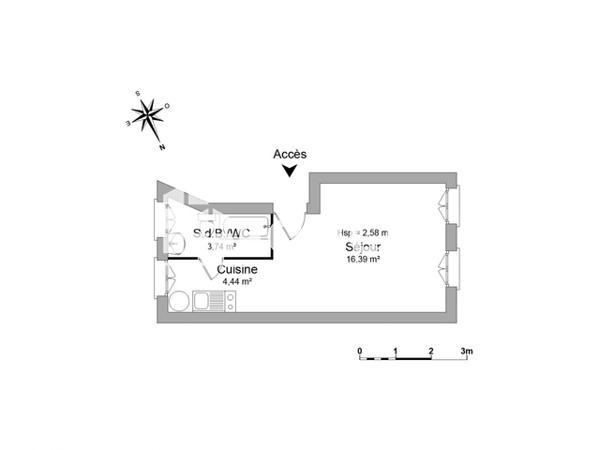 Location Studio meublé 24.62 m² - 25 RUE DU FAUBOURG DES POSTES Lille 59000