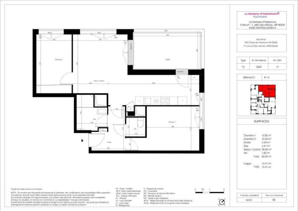 Appartement 3 pièces - 44300 Nantes