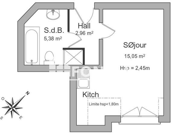 Location Studio 23.39 m² - 1 RUE DE L'EGLISE Rixheim 68170
