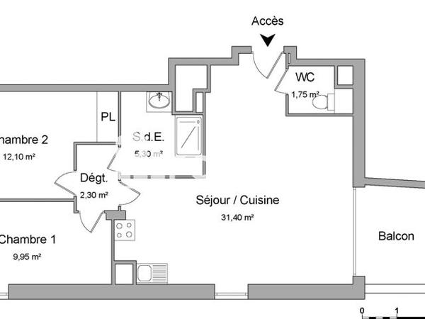 Location Appartement 3 pièces 62.9 m² - 235 RUE DE SAINT-MALO Rennes 35000
