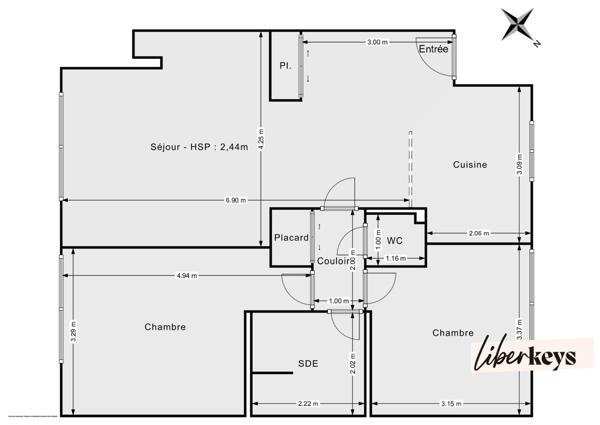 LUMINEUX 3 pièces traversant 63,28 m² + GARAGE fermé - NOYAL-CHATILLON / RENNES - proximité BREQUIGNY 