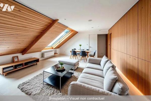 Appartement de 52 m² habitable, 70 m² au sol , situé au 3ème et dernier étage d'un immeuble de ...