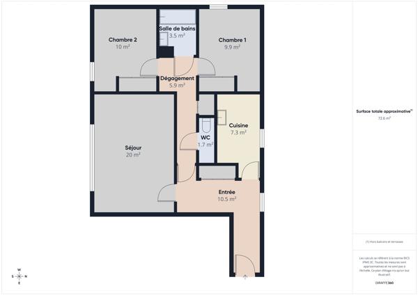 Appartement T3 de 73 m² Résidence de standing, cuisine indépendante, Survilliers
