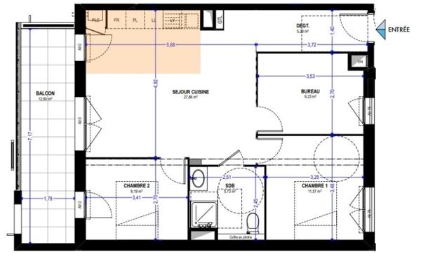Vente Appartement P4 4P 86m2 balcon Sud et PK neuf Rosny-sous-bois   