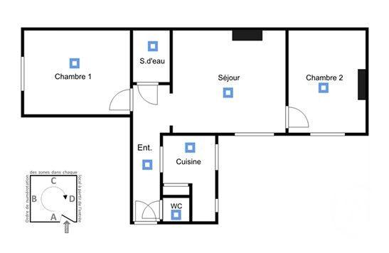 Appartement F3 à vendre  3 pièces - 49,54 m2 PARIS - 75020