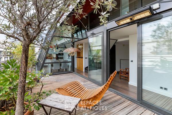 Duplex sur le toit avec verrière panoramique et terrasses – Quartier Croulebarbe