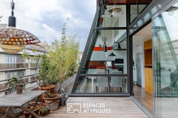 Duplex sur le toit avec verrière panoramique et terrasses – Quartier Croulebarbe