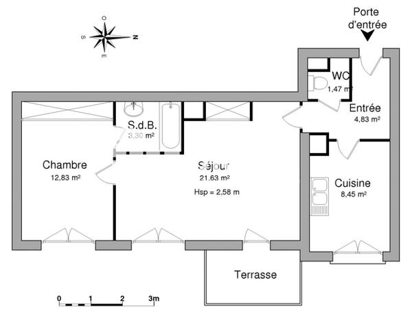 Location Appartement 2 pièces 52.51 m² - 19 - 25 RUE ANDRE SAGET Laval 53000