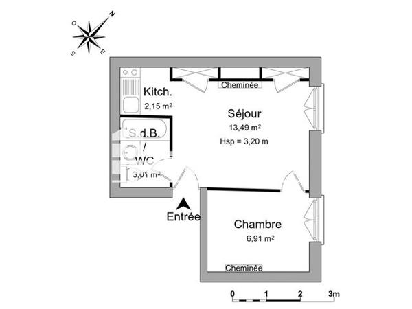 Location Appartement 2 pièces 25.56 m² - 4 RUE PASSET Lyon 69007