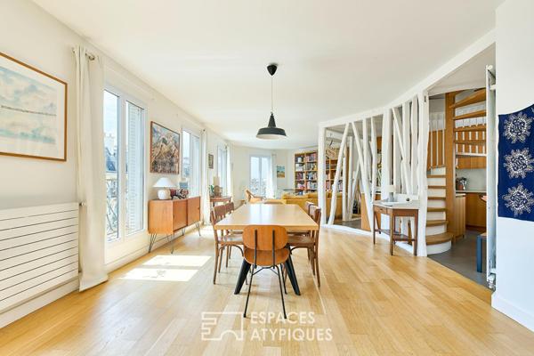 Lumineux duplex traversant en dernier étage avec balcon – quartier Maubeuge-Martyrs