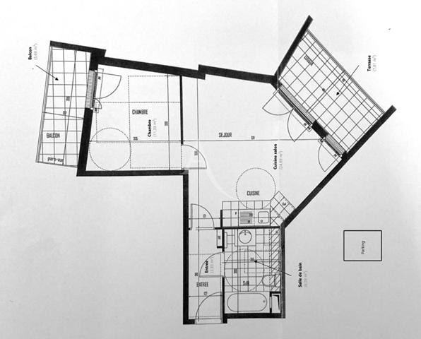 SURESNES/ QUARTIER LIBERTE appartement 2 pièces de 46 m² avec terrasse + balcon et parking