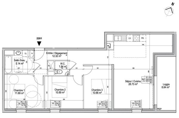Appartement Nancy 4 pièce(s) 81.27 m2 - Vente VEFA - NEUF - Frais de notaire offerts jusqu'au 30 avril 2025 -