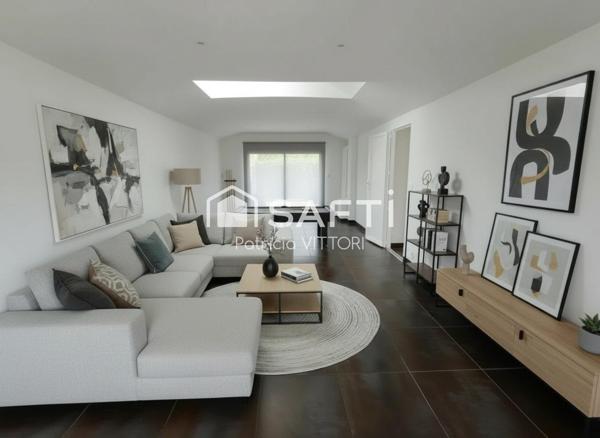 Maison 4 chambres dont une en rdc, 2 salles de bains, garage, terrain