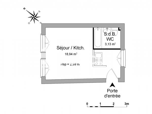 Location Studio 22.07 m² - 30 PLACE SAINT-SAUVEUR Caen 14000
