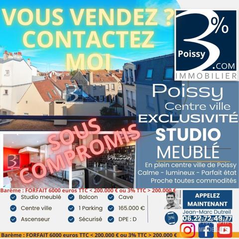 3%.COM EXCLUSIVITE Poissy studio meublé centre-ville Poissy (78300)
