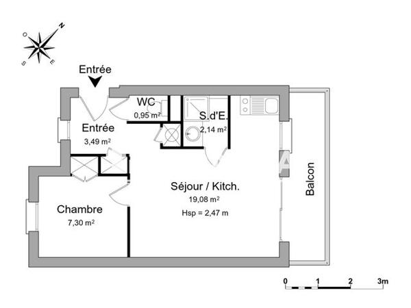 Location Appartement meublé 2 pièces 32.96 m² - 14 RUE DE LA SOLE La Rochelle 17000