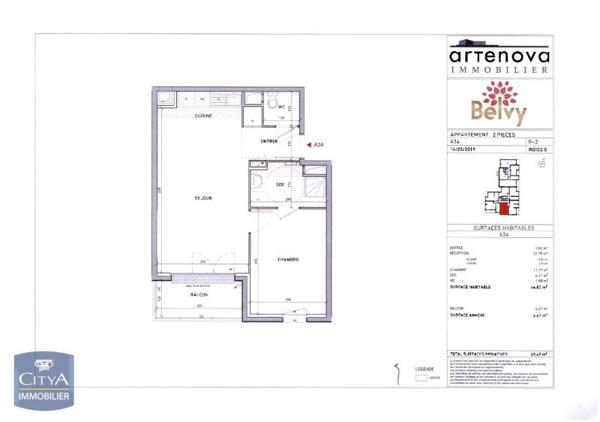 Appartement à louer 2 pièces 44.82m²