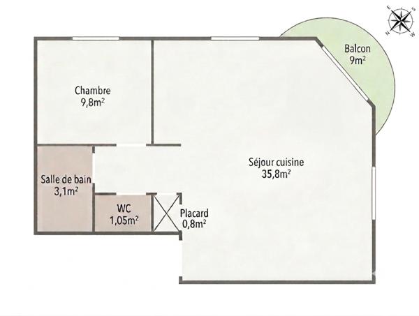 Appartement à vendre 2 pièces 50 m² avec balcon et parking GARE SUD (44000)