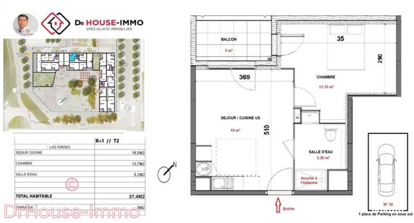 Appartement à vendre 2 pièces de 40 m²