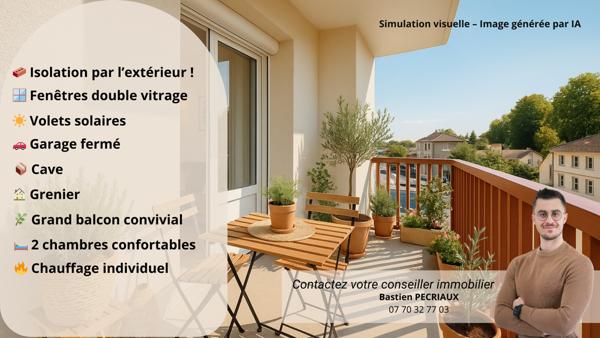 Montbéliard (25200) À vendre – Appartement T3 avec balcon, garage et cave à Montbéliard (25200)