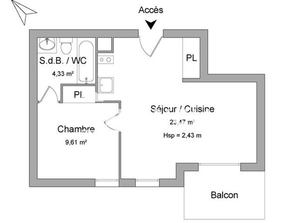 Location Appartement 2 pièces 36.88 m² - 125 TER AVENUE DE FRONTON Saint Alban 31140