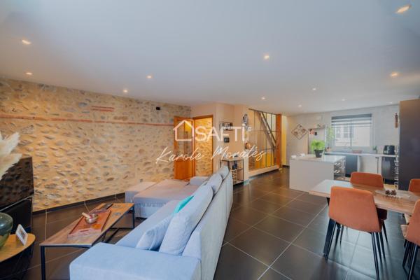 CORNEILLA LA RIVIERE, MAISON TRAVERSANTE DE VILLAGE AVEC GRAND GARAGE ET TERRASSE!