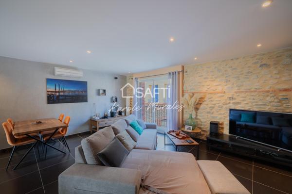 CORNEILLA LA RIVIERE, MAISON TRAVERSANTE DE VILLAGE AVEC GRAND GARAGE ET TERRASSE!