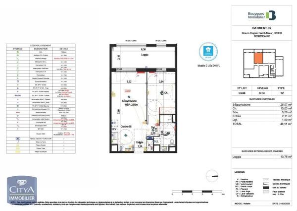 Appartement à louer 2 pièces 48.11m² Bordeaux (33300)