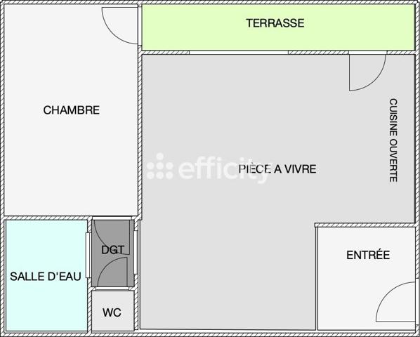 Appartement 2 pièces - 63 m² Exclusivité efficity