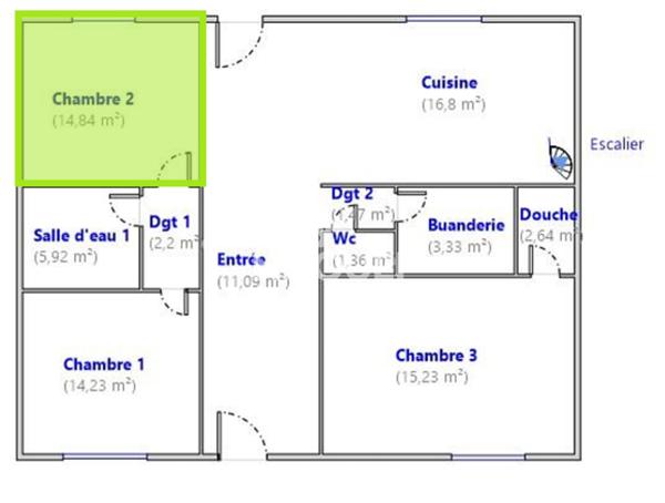 Chambre à louer de 14.84 m²