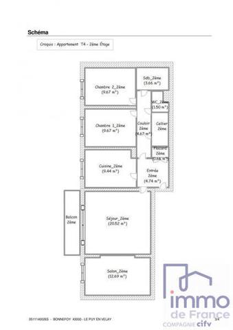 Appartement 4 pièces                                        - 43000 Le Puy-en-Velay Réf : 2798-CIFVFOREZVELAY