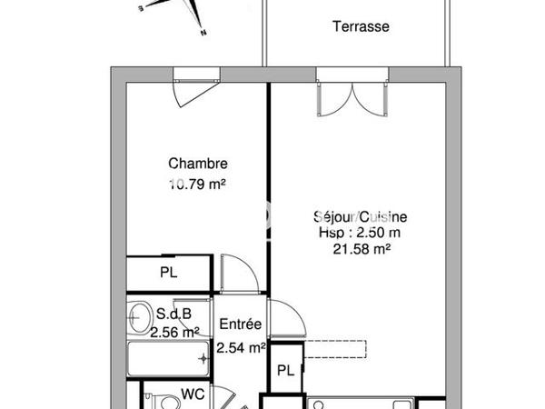 Location Appartement 2 pièces 38.62 m² - RUE HENRI IV Billere 64140