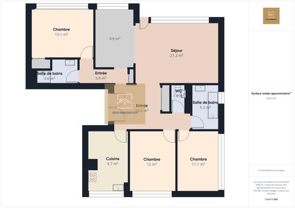 Lille (59800) Appartement T4 – 104 m² – Dernier étage – Résidence Orsay, Avenue de la République à Lille