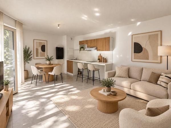 dernier lots offre a découvrir; un beau T2 neuf de 44,50 lumineux et parfaitement agencé, bénéficiant dune agréable loggia de 7m2