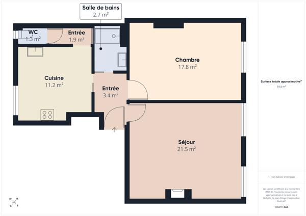 Appartement
         2 pièces
        - 68 m² Exclusivité 129 000 € *