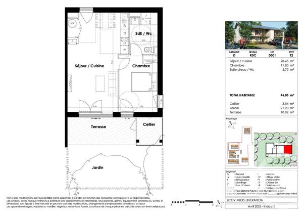 Appartement T2 à vendre  2 pièces - 46,05 m 2   MIOS  - 33