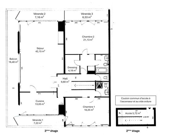 Nanterre (92000) Appartement de 6 pièces sur 126,93 m² Carrez avec un balcon, 3 vérandas et un parking souterrain