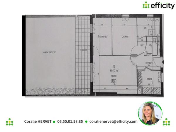 Appartement 3 pièces - 60 m² Exclusivité efficity