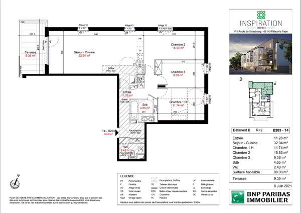 Achat appartement près de RILLIEUX LA PAPE - 4 pièce(s) - 88 m² - 370 000 €