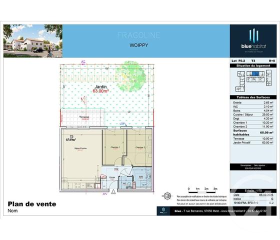 Appartement à vendre  3 pièces - 66,40 m2 WOIPPY - 57