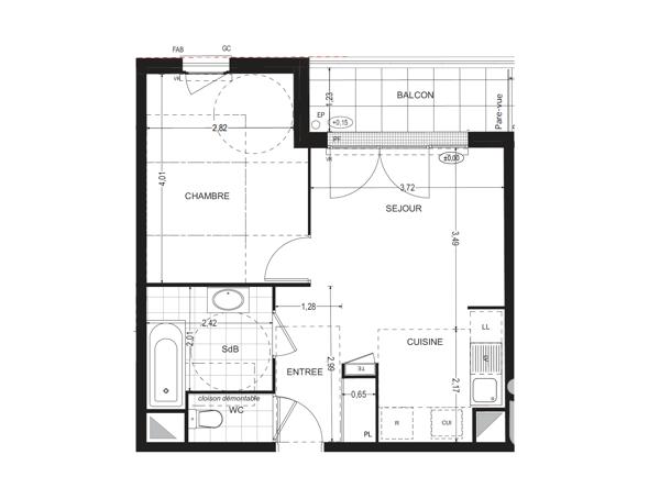 Appartement à vendre 2 pièces 41,08 m² Sannois