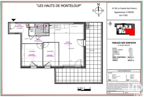 Appartement 3 pièces de 66 m² à La Chapelle-Saint-Mesmin (45380)