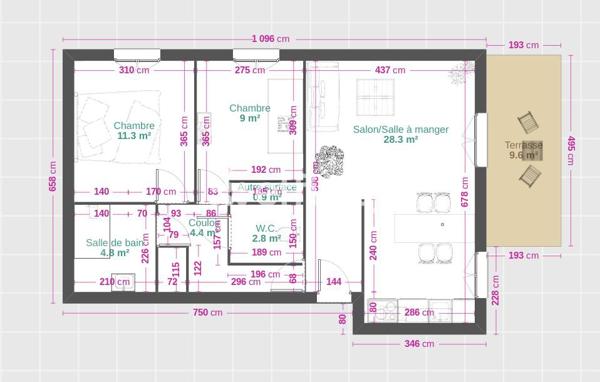 Appartement 3 pièces - 62 m²