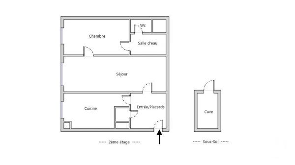 Appartement F2 à vendre  2 pièces - 48,42 m 2   PARIS  - 75020